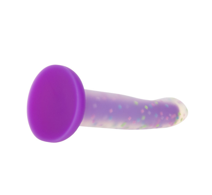 Фалоімітатор, що світиться в темряві, ADDICTION Rave 8 Glow in the Dark Dildo Purple Confetti, 20,3 см