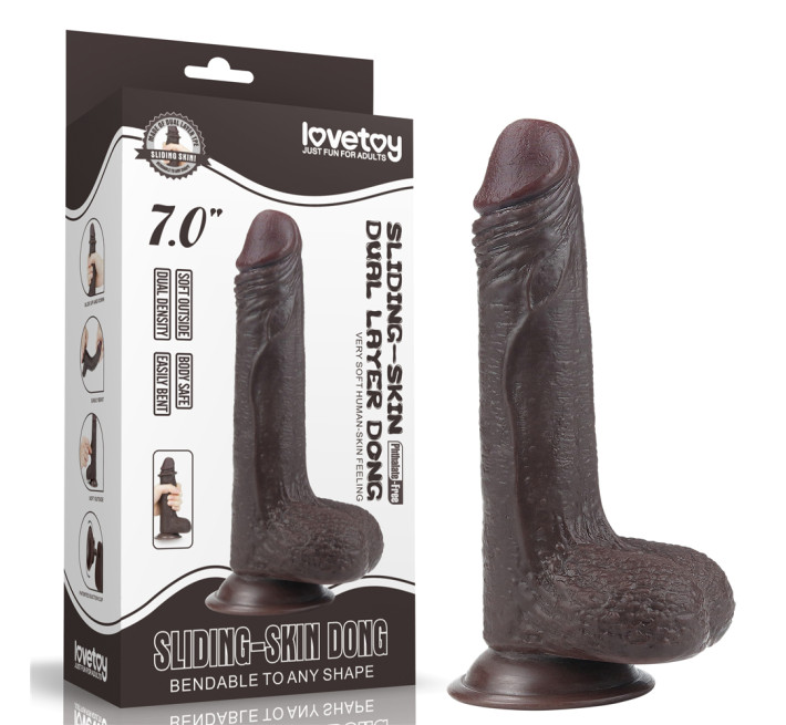 Фалоімітатор LoveToy Sliding-Skin Dual Layer Dong 7 460 Black
