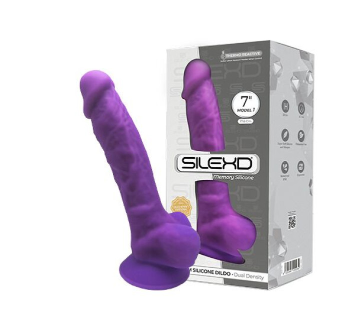 Фалоімітатор SilexD Johnny Purple (MODEL 1 size 7in), двошаровий, силікон+Silexpan, діаметр 3,8 см