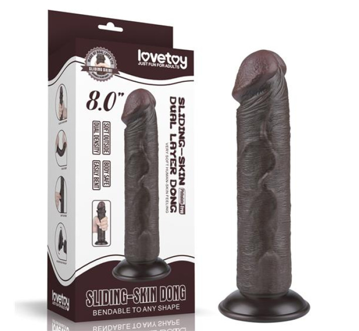 Фаллоимитатор LoveToy Sliding-Skin Dual Layer Dong 8 Black