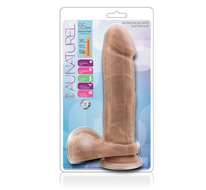 Фалоімітатор Blush З Подвійною Щільністю Au Naturel 9.5Inch Dildo Mocha Тілесний