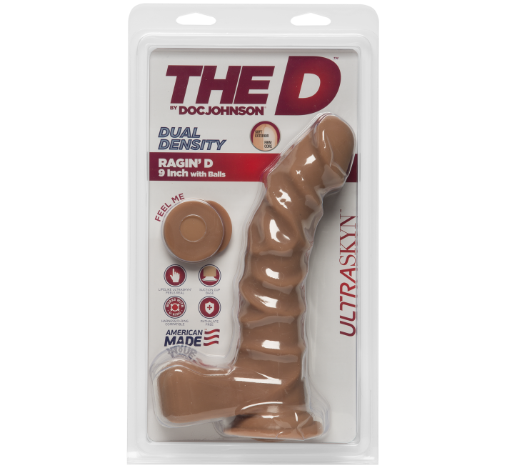 Фалоімітатор Doc Johnson The D Ragin D 9 Inch With Balls ULTRASKYN Коричневий