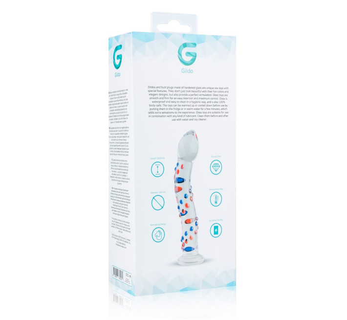 Скляний дилдо з вигинами та малюнком Gildo Glass Dildo No. 3