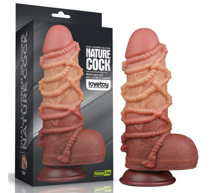 Фаллоимитатор LoveToy Dual-Layered Silicone Cock With Rope 9.5 Flesh 932