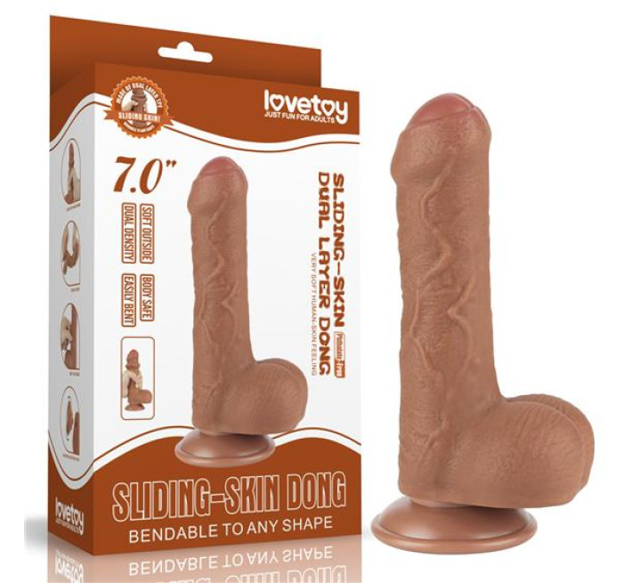 Фалоімітатор LoveToy Sliding-Skin Dual Layer Dong 7 991 Brown
