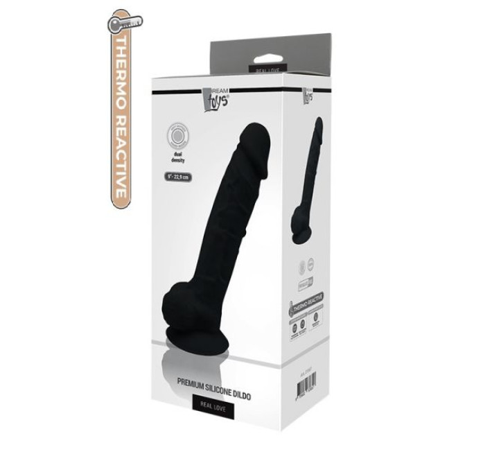 Фаллоимитатор термоактивный с мошонкой Dreamtoys Real Love 9 Черный