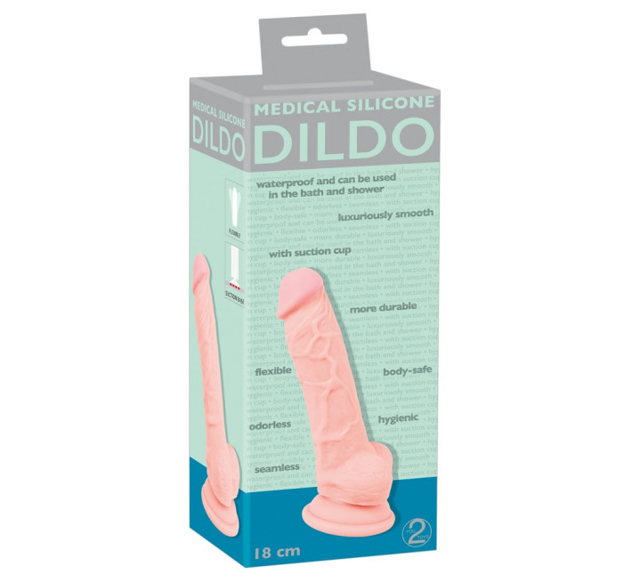 Фалоімітатор You2Toys з мошонкою Medical Silicone Dildo Тілесний 18 см 526657
