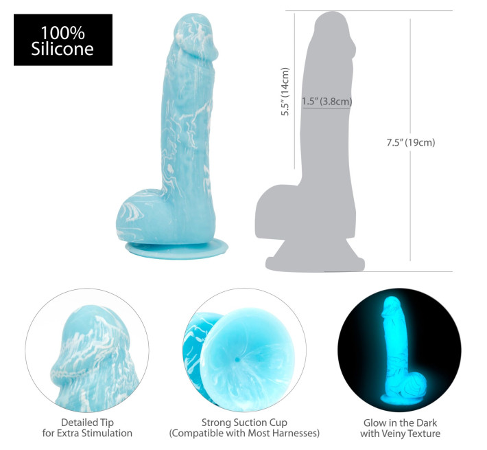 Светящийся в темноте фаллоимитатор ADDICTION - LUKE