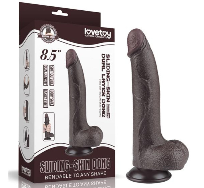 Фалоімітатор LoveToy Sliding-Skin Dual Layer Dong 8.5 998 Black
