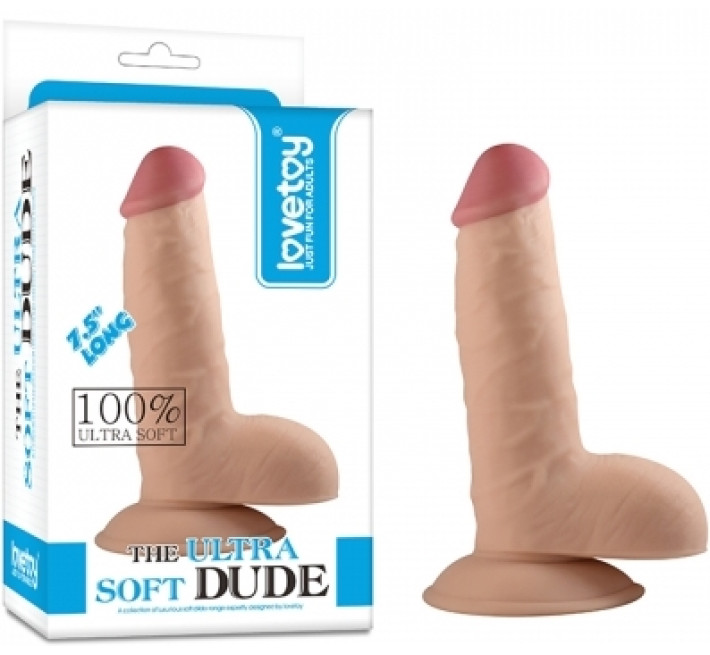 Фалоімітатор із мошонкою LoveToy Dildo The Ultra Soft Dude 7,5 Тілесна