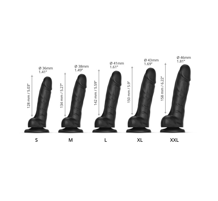 Реалістичний фалоімітатор Strap-On-Me Sliding Skin Realistic Dildo Black - S, ефект рухливої шкіри