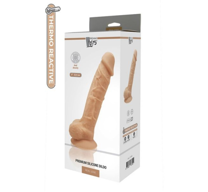Фаллоимитатор термоактивный с мошонкой Dreamtoys Real Love 9 Телесный