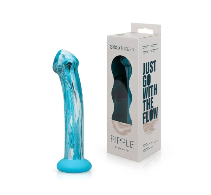 Скляний дилдо Gildo Ocean Ripple, об’ємна головка, ідеально для точки G