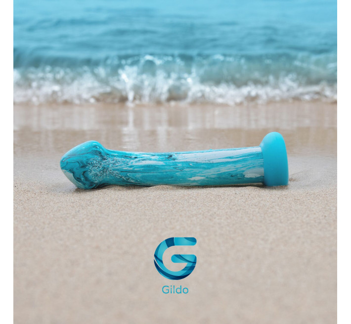 Скляний дилдо Gildo Ocean Ripple, об’ємна головка, ідеально для точки G