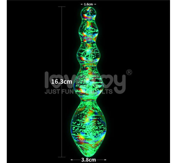Фалоімітатор LoveToy Twilight Gleam Glow-in-the-dark Glass Dildo Tantalizing Orbs