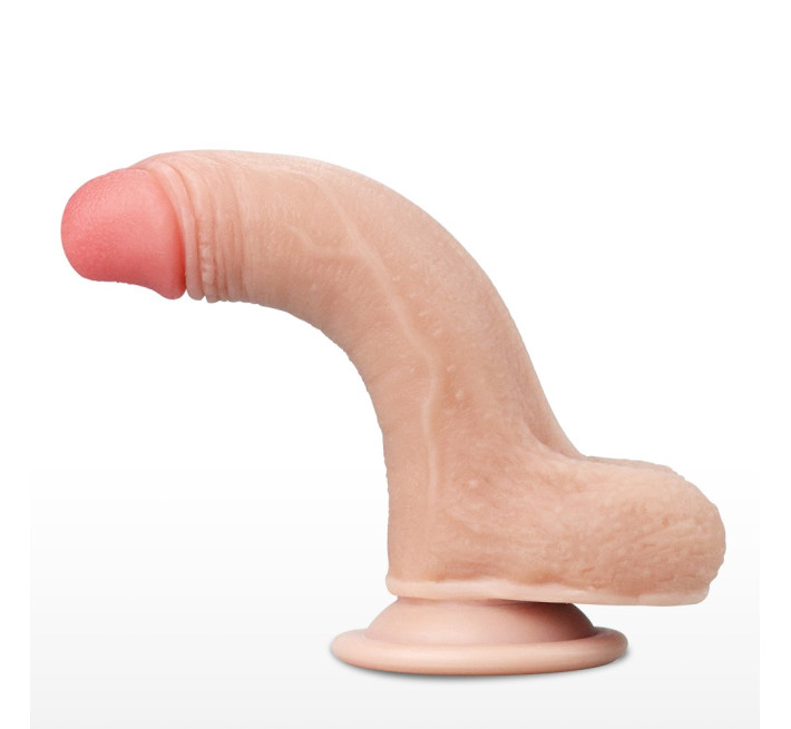 Фалоімітатор із мошонкою LoveToy Sliding Skin Dual Layer Dong 7 Inch Тілесний