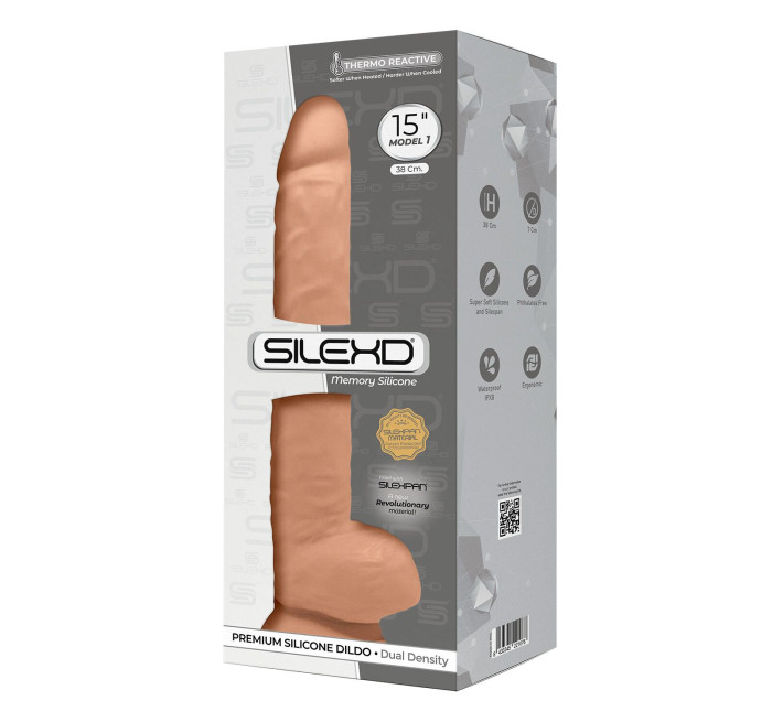 Фаллоимитатор SilexD Kingston Flesh (MODEL 15in), двухслойный, силикон+Silexpan, диаметр 7 см