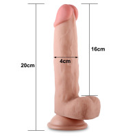 Фаллоимитатор с мошонкой LoveToy Sliding Skin Dual Layer Dong 8 Inch Телесный
