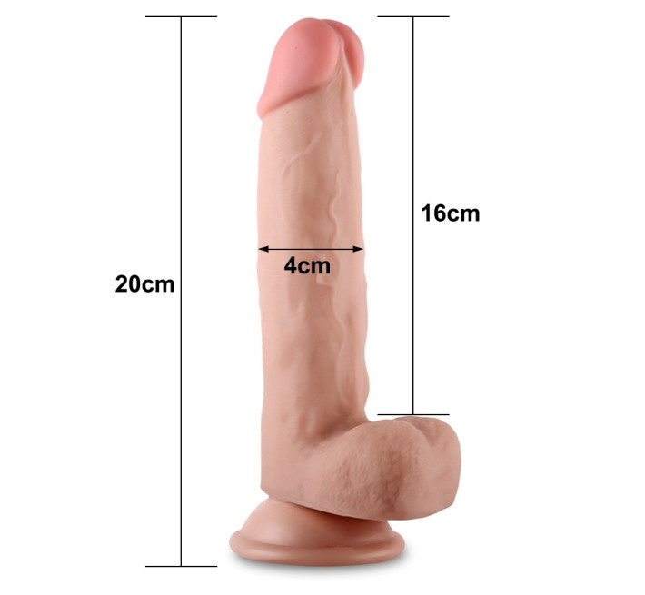Фаллоимитатор с мошонкой LoveToy Sliding Skin Dual Layer Dong 8 Inch Телесный
