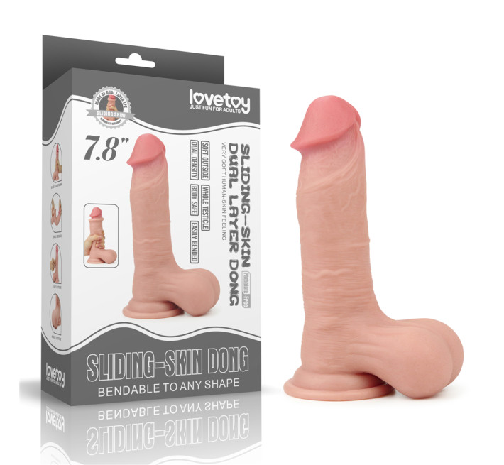 Фалоімітатор LoveToy Sliding-Skin Dual Layer Dong 7.8 Flesh