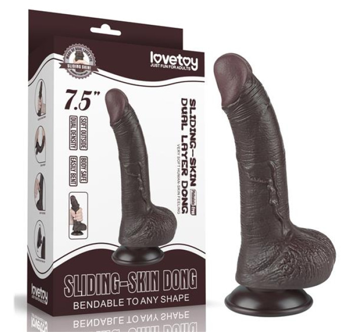 Фаллоимитатор LoveToy Sliding-Skin Dual Layer Dong 7.5 992 Black