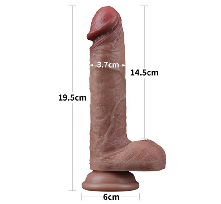 Фалоімітатор LoveToy Dual-Layered Silicone Cock 7.5 Brown