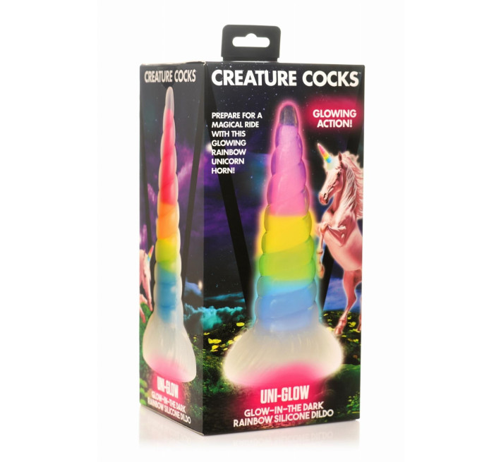 Фентезійний фалоімітатор Creature Cocks Luminescent Rainbow Silicone Dildo