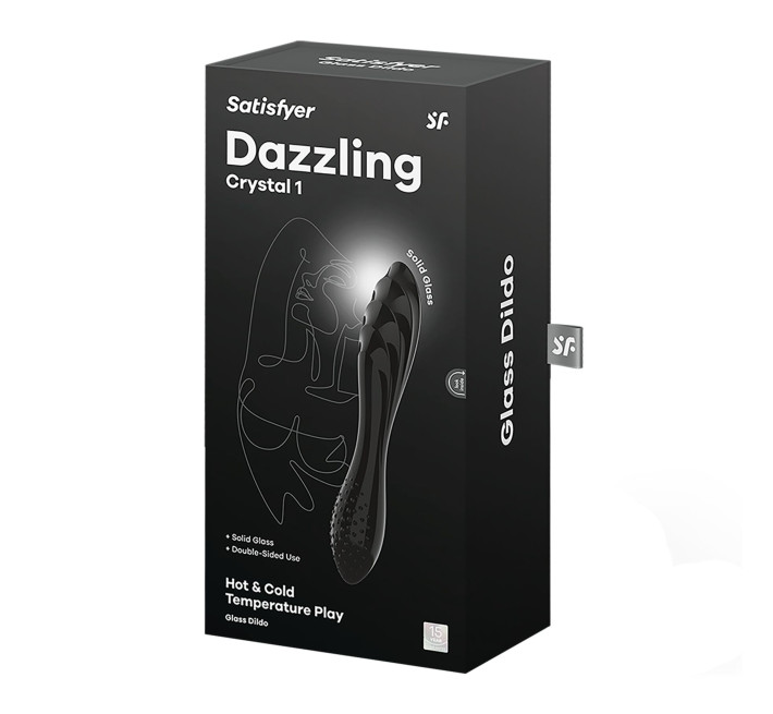 Двосторонній скляний дилдо Satisfyer Dazzling Crystal 1 Black, дуже міцний, без стопера
