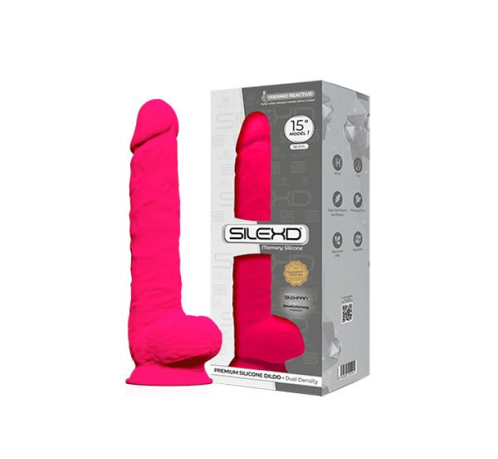 Фаллоимитатор SilexD Kingston Pink (MODEL 15in), двухслойный, силикон+Silexpan, диаметр 7 см