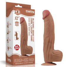 Фалоімітатор LoveToy Sliding-Skin Dual Layer Dong 12 Brown
