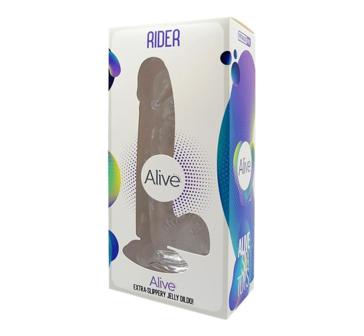 Прозорий фалоімітатор Alive Jelly Dildo Rider, ТПЕ, присоска, діаметр 4 см, довжина 20 см
