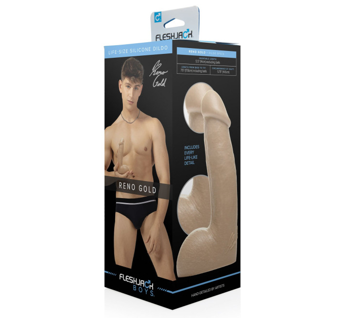 Фаллоимитатор Fleshjack Boys: Reno Gold Dildo, по слепку пениса порноактера