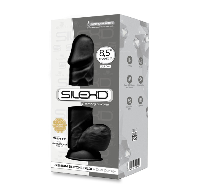 Фаллоимитатор SilexD Norman Black (MODEL 4 size 8.5in), двухслойный, силикон + Silexpan, диаметр 5 см