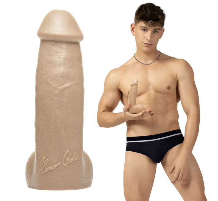 Фаллоимитатор Fleshjack Boys: Reno Gold Dildo, по слепку пениса порноактера