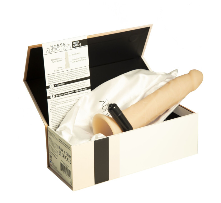 Фалоімітатор Naked Addiction — 9″ Silicone Dual Density Bendable Dildo Vanilla, віброкуля в подаруно