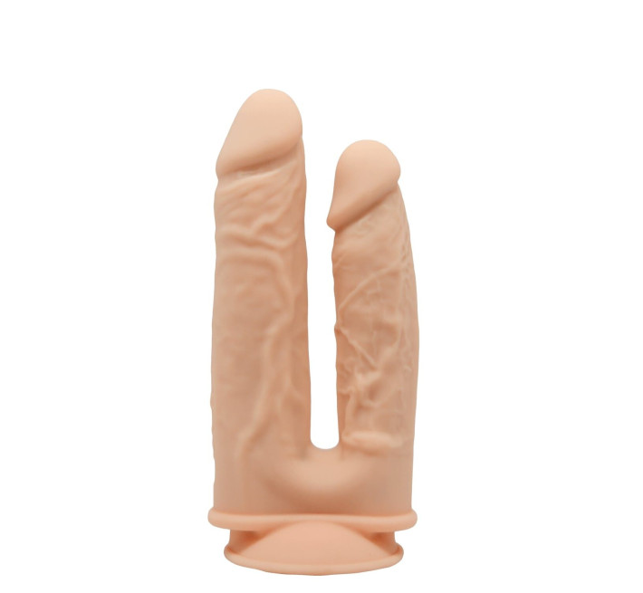 Фалоімітатор подвійний SilexD Double Gusto Flesh (Model 1 size 8 & 7), двошаровий, силікон + Silexd