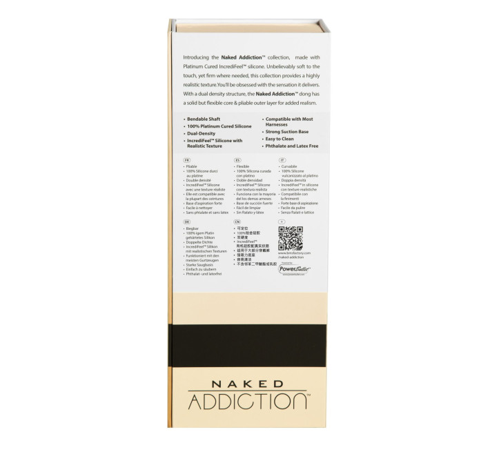 Фалоімітатор Naked Addiction — 9″ Silicone Dual Density Bendable Dildo Vanilla, віброкуля в подаруно