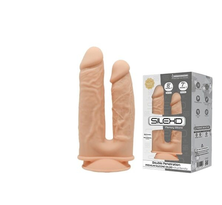 Фалоімітатор подвійний SilexD Double Gusto Flesh (Model 1 size 8 & 7), двошаровий, силікон + Silexd