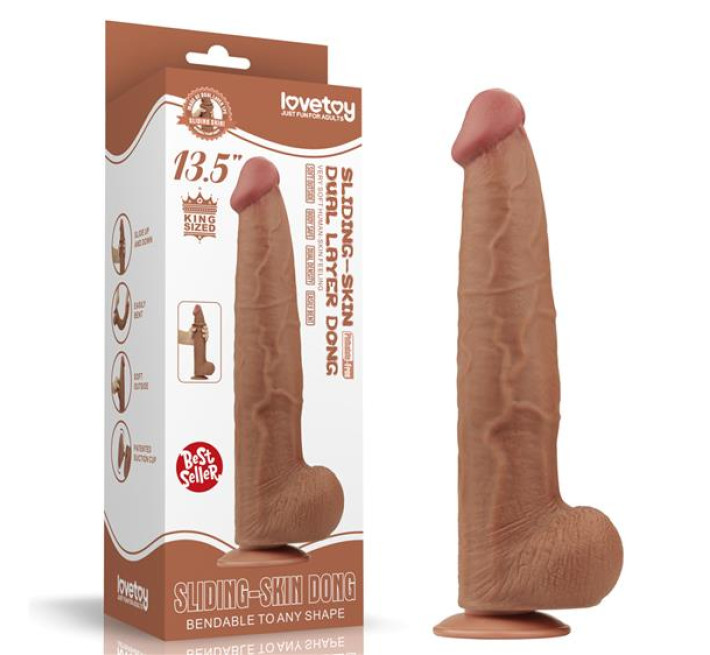 Фаллоимитатор LoveToy Sliding-Skin Dual Layer Dong 13.5 Brown