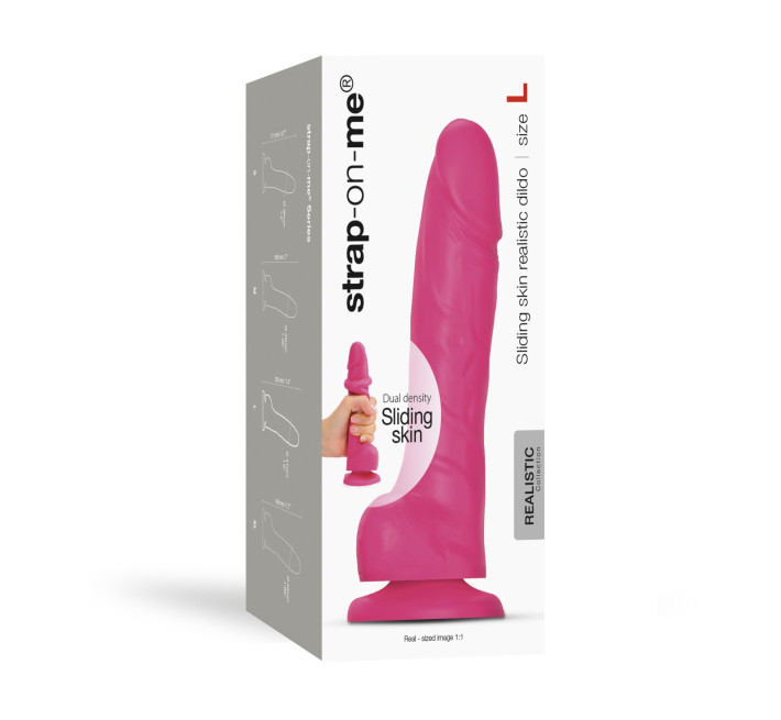 Реалістичний фалоімітатор Strap-On-Me Sliding Skin Realistic Dildo Fuchsia - L, ефект рухливої шкіри