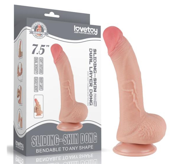 Фалоімітатор LoveToy Sliding-Skin Dual Layer Dong 7.5 992 Flesh