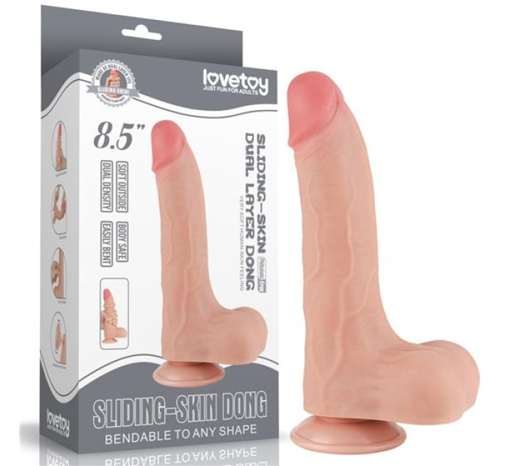Фалоімітатор LoveToy Sliding-Skin Dual Layer Dong 8.5 999 Flesh
