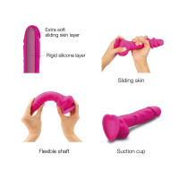Реалістичний фалоімітатор Strap-On-Me Sliding Skin Realistic Dildo Fuchsia - L, ефект рухливої шкіри Реалістичний фалоімітатор Strap-On-Me Sliding Skin Realistic Dildo Fuchsia - L, ефект рухливої шкіри