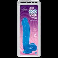 Фалоімітатор Doc Johnson Jelly Jewels Cock and Balls with Suction Cup Блакитний