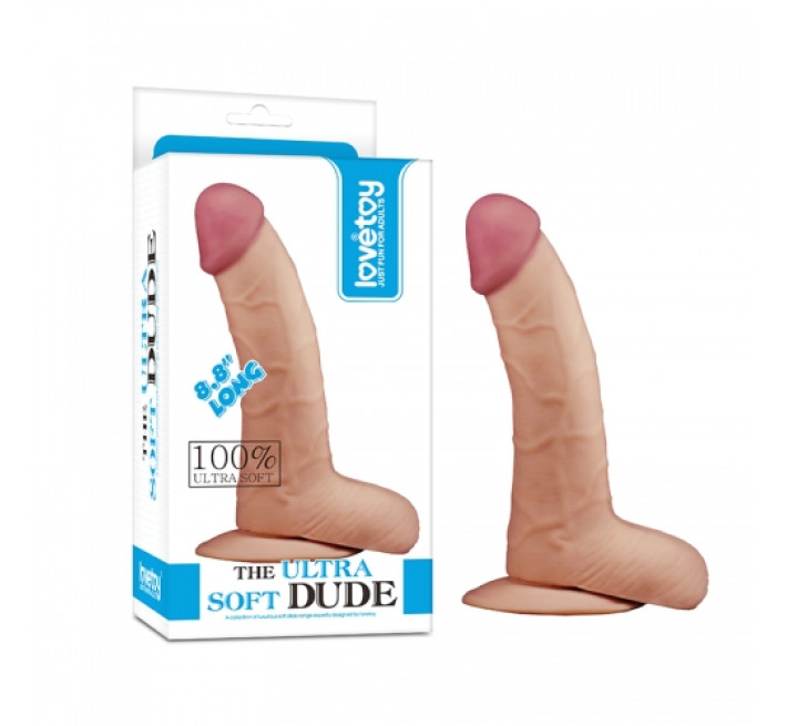 Фалоімітатор з мошонкою LoveToy The Ultra Soft Dude 8.8 Тілесний