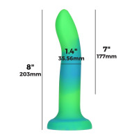 Фалоімітатор, що світиться в темряві, ADDICTION Rave 8 Glow in the Dark Dildo Blue Green, 20,3 см