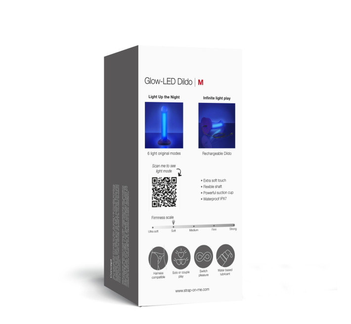 Дилдо, що світиться Strap-On-Me Glow-LED Dildo Purple - M