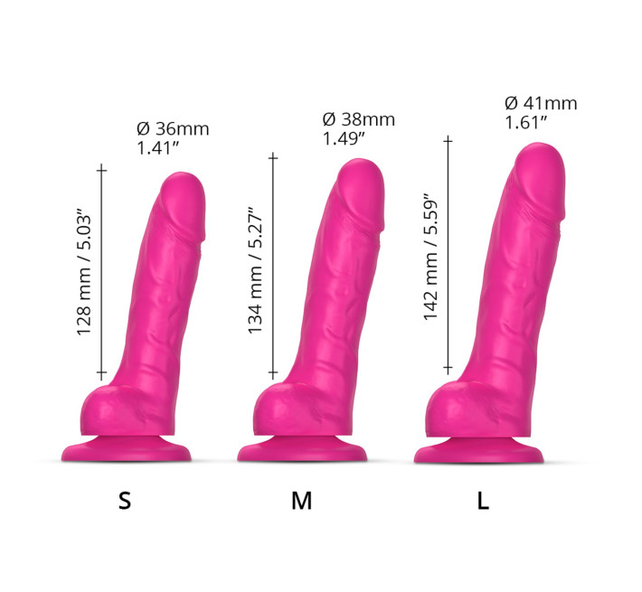 Реалистичный фаллоимитатор Strap-On-Me Sliding Skin Realistic Dildo Fuchsia - M, эффект подвижной кожи