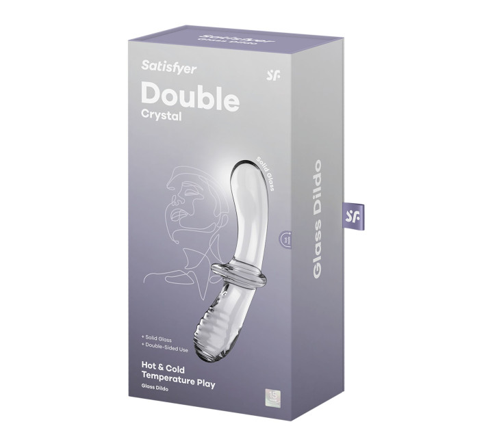 Двухсторонний стеклянный дилдо Satisfyer Double Crystal Transparent, боросиликатное стекло, унисекс