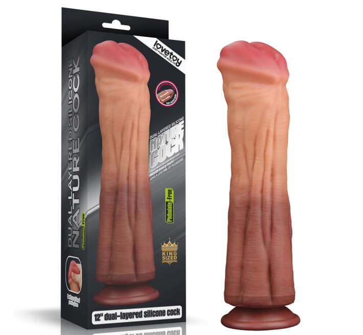 Фалоімітатор LoveToy Dual-Layered Silicone Cock 12 Brown